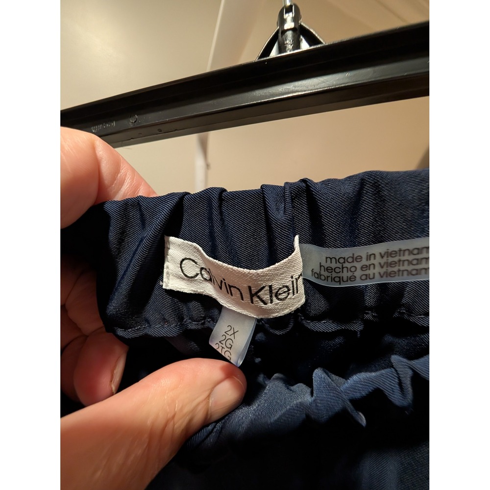 Calvin Klein Womens 2XP Navy Blue Pull On Elastic Waist Tapered Pants Work - Picture 4 of 9